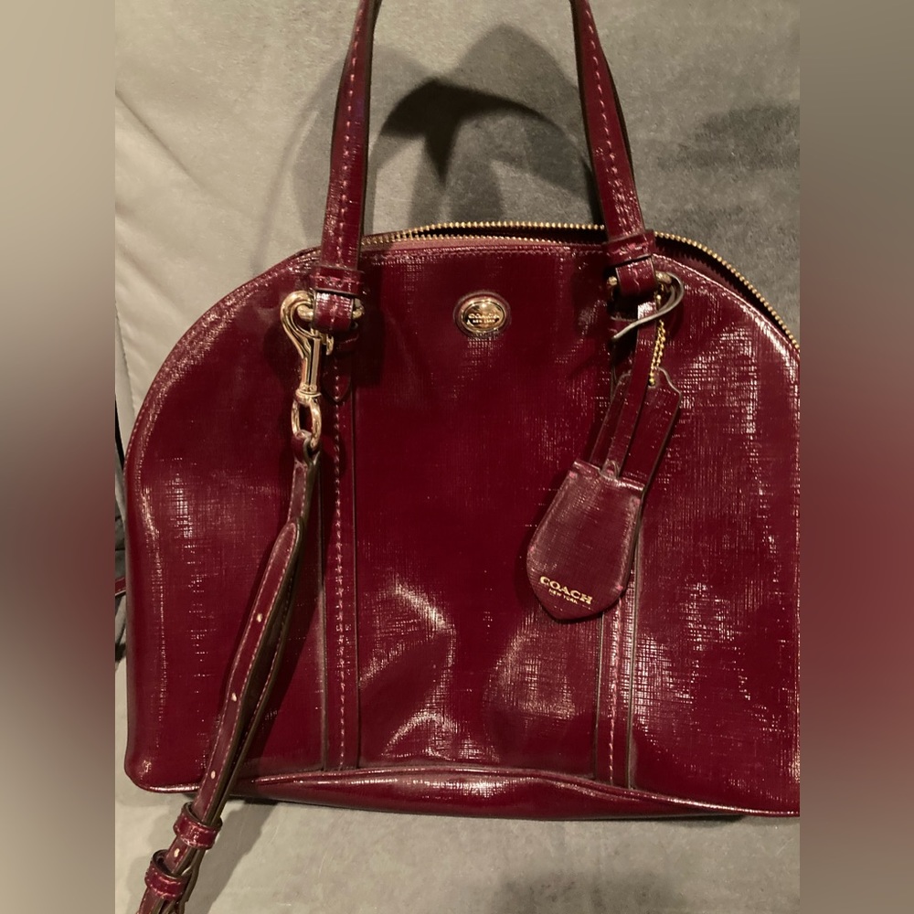 NWOT Coach Peyton Saffiano Leather Cora Domed Satchel Sherry Red bag Crossbody
